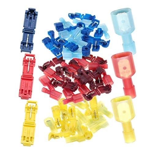 T-Tap Wire Terminals 60PCS/30 Pairs Quick Splice Electrical Connectors Self-Stripping and Nylon Fully Insulated Male Spade Disconnect Kit