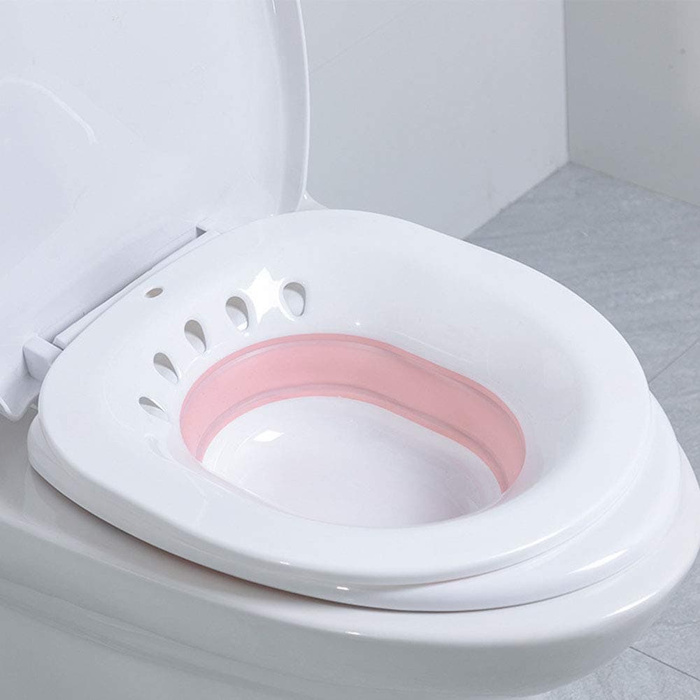 HHORD Foldable Sitz Bath,Basin Sits Over Toilet Seat,Avoid Squatting - for Hemorrhoidal Relief,Pregnant Women,Post-Episiotomy Patients,Pink