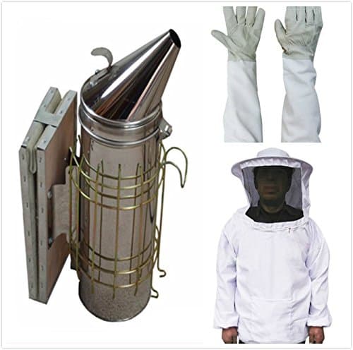LamYHeng Beekeeping Tools Kit Bee Hive Smoker+Beekeeping Suit +Bee Keeping Gloves