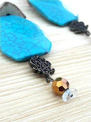Handmade Dangle and Drop Long Blue Boho Nickel Free Earrings for Women by Joy Rocks Jewelry