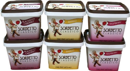 Sorbetto Classico Variety Pack (2-Count: Mango, Raspberry, Blackberry Cabernet), 16-Ounce Cups (Pack of 6)