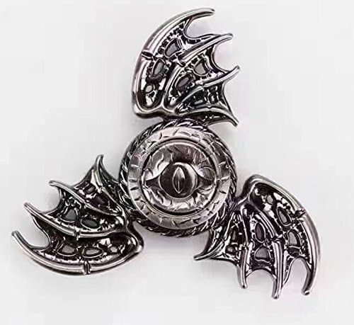 RiORi Devil-eye Fidget-Spinner Anxiety &amp; Stress Relief Toy (Average Spin Time:120-170 /seconds)-Retail package+ RiORi Microfiber cloth (Silver)