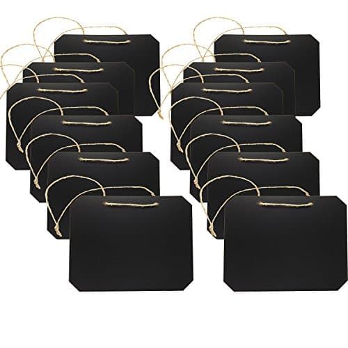 UHQ Black Rectangle Chalkboards Label 6.5 x 5 Inch Blackboards for Message Board Signs (Set of 12)