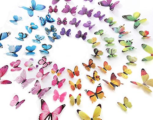 eoorau 60PCS Butterfly Wall Decals for Wall-3D Butterflies Wall Decor Removable Mural Stickers Home Decoration Kids Room Bedroom Decor (5Colors)