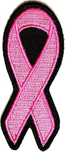 PINK RIBBON MEDIUM SIZE PATCH Breast Cancer Awareness 2" W x 4.25" H Ladies Motorcycle Biker