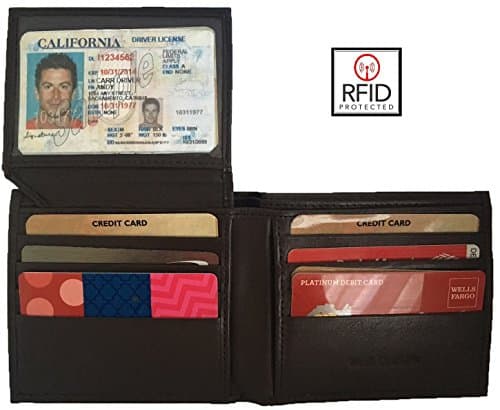 Serottini Genuine Leather RFID Blocking Wallets Mens Wallets (Bifold_2ID_Brown)