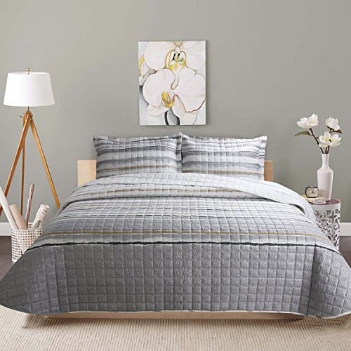 2--Piece Bubble Reversible Printed Quilt set with Shams,as Bedspread,Coverlet, Blanket, summer quilt or Bed Cover,Twin size- Soft, Lightweight and Hypoallergenic,all seasons(Printing GRIGIO, 68X88)