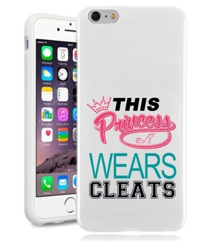 iPhone 7 Plus Case Soccer Softball Princess Wears Cleats Cool Funny Teen Girls UNIQUE Designer White Gloss Candy TPU Flexible Slim Case Cover Skin for Apple iPhone 7 PLUS