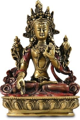 White Tara Statue, gold / red finish - Small