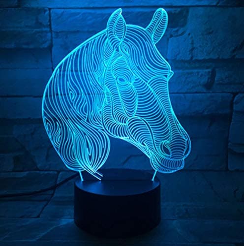 SFALHX 3D Night Light Horse Touch Button 3D Optical Illusion Table Desk Lamp7 Colours Flashing Touch Switch Bedroom Decoration Lighting for Kids Best Gift