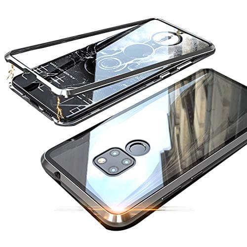 Matop Compatible for Huawei Mate 20X Durable Magnetic Adsorption Case, Tempered Glass Back Cover+Front Metal Frame, Thin Clear Shell Anti-Scratch Bumper for Huawei Mate 20X(Sliver)