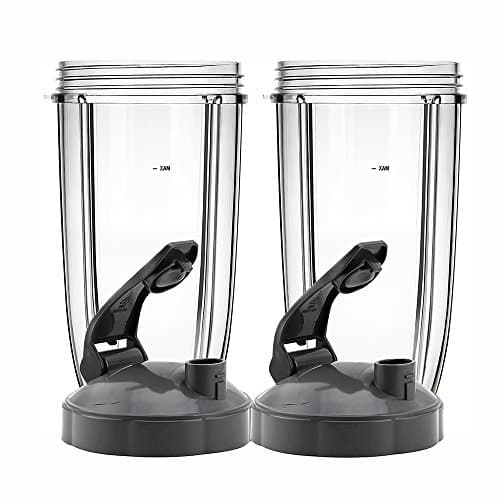 QueenTrade 2Set Replacement 24OZ Tall Cup with Flip Top to Go Lids For Nutribullet 600w & Nutribullet Pro 900w Blender (Not For Magic Bullet or Ninja blenders）