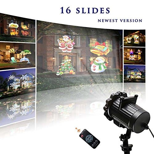 Party Light Projector 2017 Newest Version Bright Snowflake Projector Led Landscape Spotlight with 16 Slides Dynamic Lighting Landscape Light Show for Halloween, Birthday Party, Holiday Decoration
