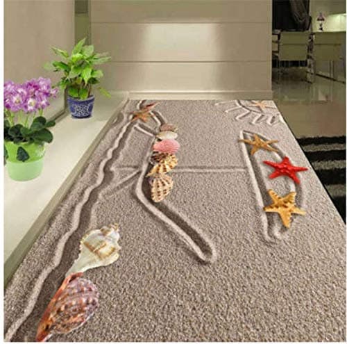 Sykdybz 3D Custom Wall Sticker Sea Star Shell Lying Sand Bathroom Flooring Painting Photo Wallpaper for Walls 3D,140x70cm