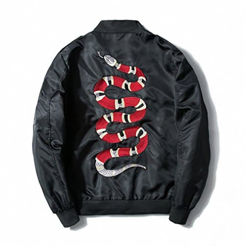 Snake Embroidery Jacket Autumn Ma1 Jacket Bomber Coat Thin Men Hip Hop Fashion Streetwear Us size Xs-XL black XS