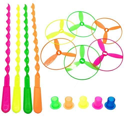 Kidsbay 50 Pcs/Set Bamboo Dragonfly Plastic Flying Saucers Pull String Spinning Wheel Outdoor Toy