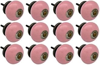 Nicola Spring Ceramic Cupboard Drawer Handle Knobs - Pink - Pack of 12