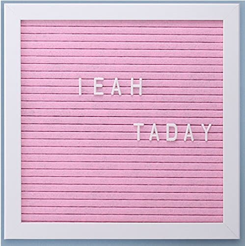 Felt Message Board 10" x 10" Retractable Stand with 300 White Capital Plastic Letters, Numbers & Symbols (Pink Felt Board With White Frame)