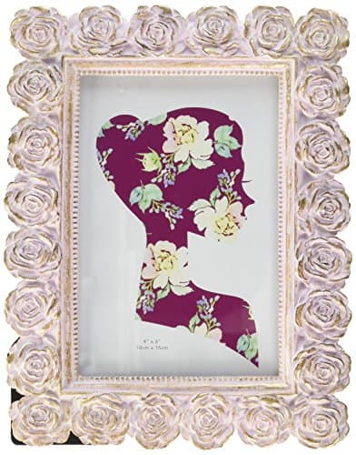 Beautiful 4x6 Rose Resin Picture Frame for Table Top or Wedding Table Decor (Pink and Gold)