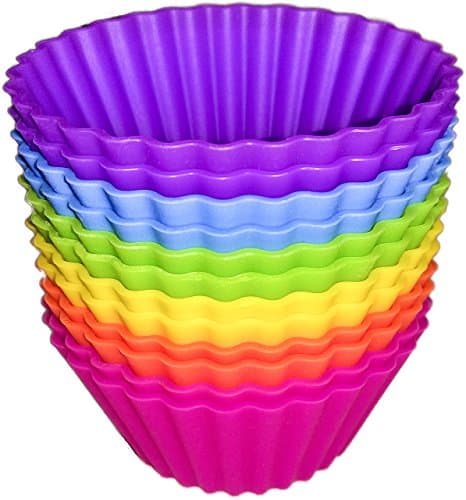 Silicone World - 12-Pack Silicone Jumbo Baking Cups 3.5", Multi-color, Superior Quality, Non-Stick, Eco-Friendly, BPA Free, Reusable, Dishwasher Safe, Easy To Clean, Muffin Liners