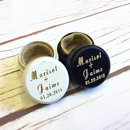 Personalized Rustic Wedding Wood Ring Box Set Holder Custom Your Names and Date Wedding Ring Bearer Box