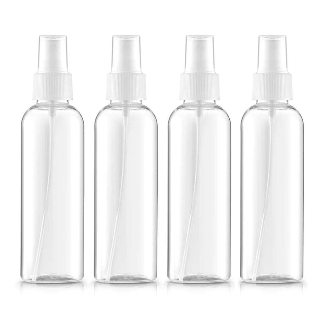 4PCS / SET Transparent Plastic Spray Bottles Mist Reusable Fine Mist Spray Bottles Pipette Atomiser Liquid Container For Essential Oils, Travel, Perfume (100 Ml, 3.5 Ounces)