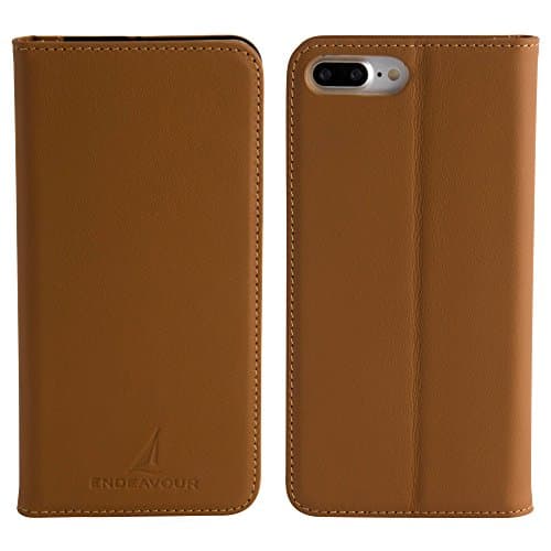 ENDEAVOUR iPhone 7 Wallet Case, Full Grain 100% Leather, Premium Genuine Leather, Magnetic Closure, Saddle Brown, One-Year Limited Warranty