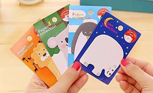 Lingdun Creative Sticky Notes, Cute Animals Easily Seen Self-Stick Notes (4 pack, 20 Sheets per Pack) Random Delivery.