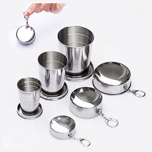 Ecentaur Travel Collapsible Coffee Cup Camping Foldable Drinking Mug Retractable Keychain for Hiking Camping Picnic 3pcs