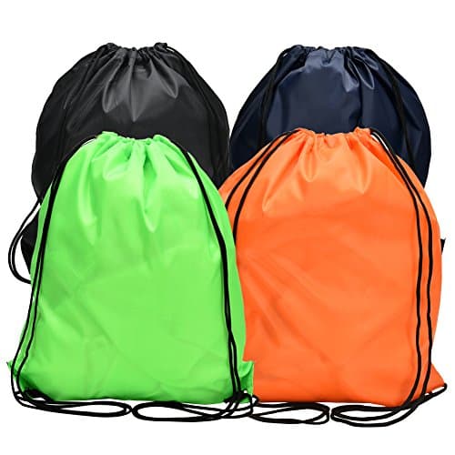 Decobree Drawstring Tote Bag Backpacks for Pool, Swim, Beach, Camping, Beach Blanket, Trip, Birthday Party Favor, Quick Dry &amp; Lightweight (4 Pack)