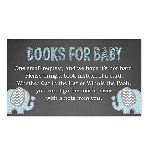 Blue Elephant Bring a Book Insert for a Baby Shower - 50 Count