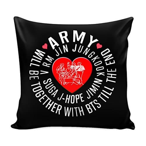 Army will be together with BTS Till The End Decorative Throw Pillow Case Cushion Cover 16 X 16 Inch (Black) V1