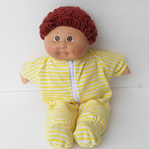 Cabbage Patch KIDS 16 inch BOY doll clothes handmade yellow and white cotton knit pajamas sleeper