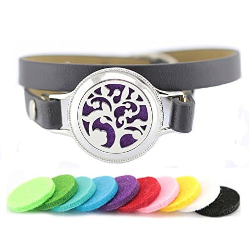 Tree of Life Bracelet Aromatherapy Essential Oil Diffuser Locket Leather Wrap Band for Women Girls