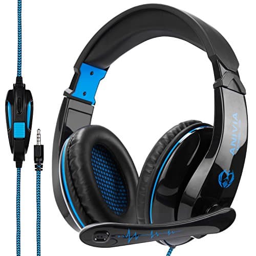Anivia A9 Gaming Headset PC Computer Headphones with Microphone Over Ear Noise Canceling Headset 3.5mm Wired Stereo for PS4/NewXboxOne/PC/Mac/Smartphones/Tablets/Laptop (Black/Blue)