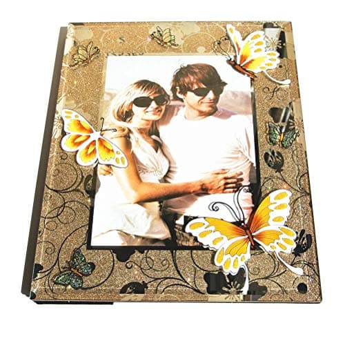 CN CRAFTS 5 X 7 Keepsake Picture Frame with Gold Glittering and Emboss Butterflies Design, Hand-Polished Beveled Edge, 8 X 10 Inch