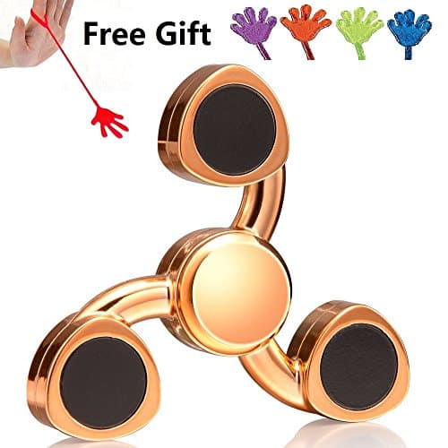 Spin Wars Spinners Fidget Hand Spinner Toy Germany High Precision Metal Spinner Perfect for ADD ADHD Anxiety and Autism Adult Children Add an Extra Sticky Hands as Gift (3 side gold)