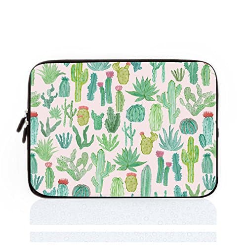 tichine Green Catus Pattern Computer Sleeve for 13" Macbook Air Laptop Case 13.3 inch Netbook Envelope Cover Sleeve Two Sides