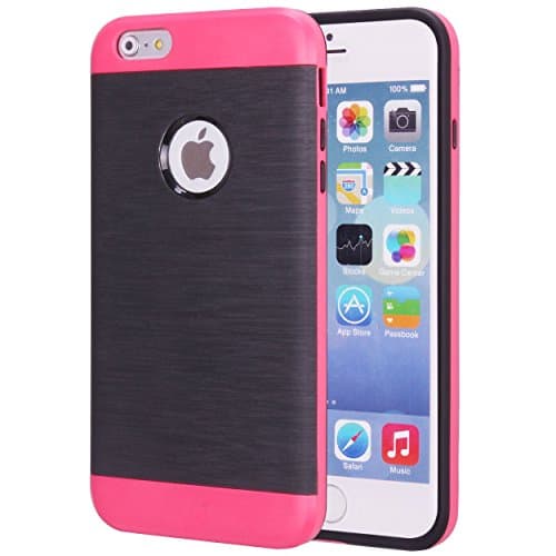iPhone 6 Case, Ovis Dual Layer Brushed PC Back Hard Case Shockproof Armor Shield Cover for iPhone 6 4.7" - Pink