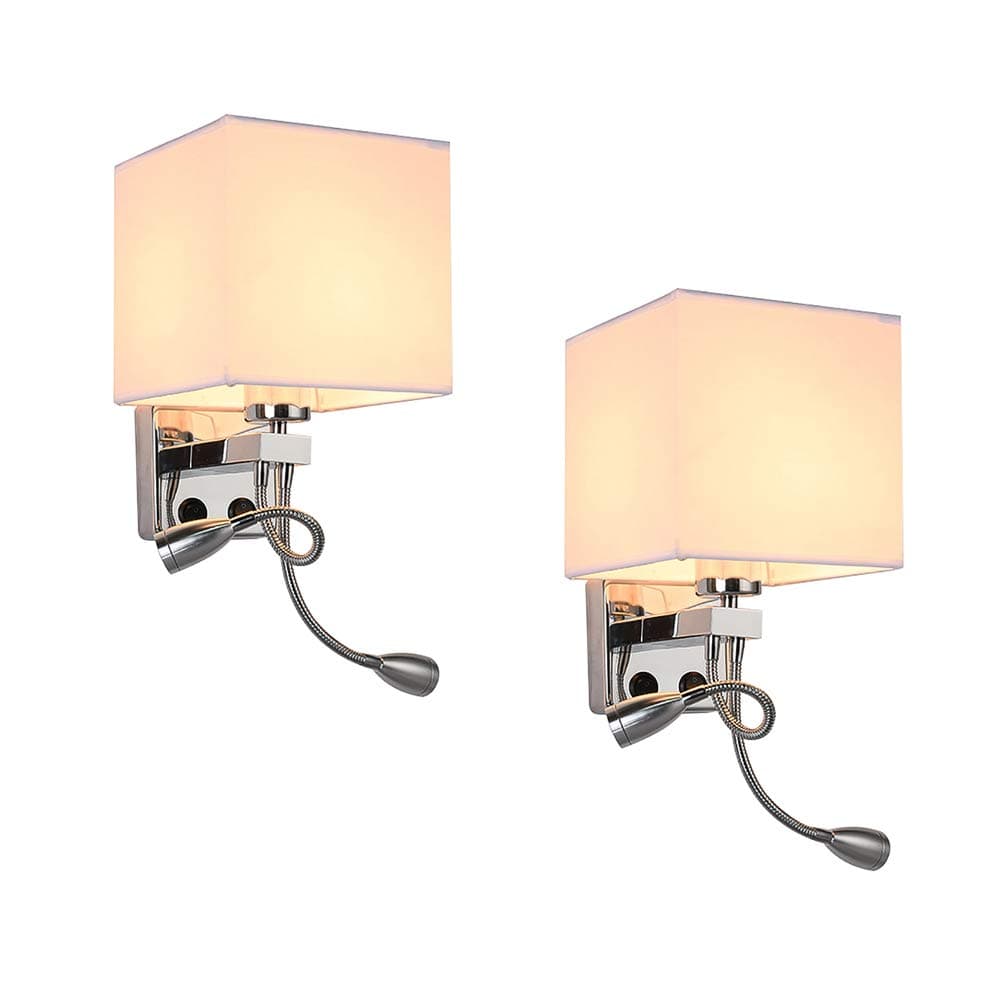 CCSUN Led Wall Mounted Reading Light, Warm White Indoor [Wall] Lighting fixtures Set of 2 Surface Mounted with Switch 3000k E27-White Set of 2