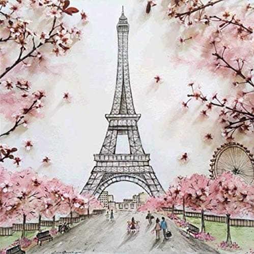 5D DIY Diamond Painting Full Square Drill Eiffel Tower Rhinestone Embroidery Arts Craft Adults Children Paint by Number Kits Cross Stitch for Wall Decoration 12X12 inches