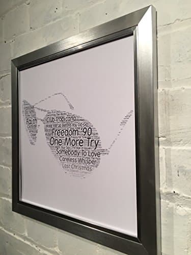 Engravia Digital George Michael word cloud including Top 20 hits and album tracks with choice of frame. Great gift for…