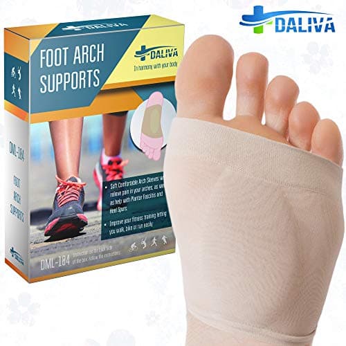 DALIVA Compression Foot Arch Support - Soft Gel Pad Cushions - Arch Sleeves for Flat Feet - Plantar Fasciitis Sleeves - Shoe Insert Insole for Foot Pain Relief