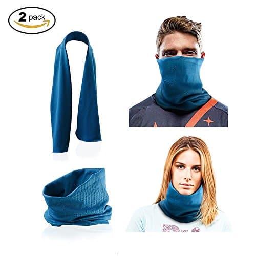 2 Cooling Towel Set - 1 x Microfiber Cooling Towel 40x12 Inches, 1 x Cooling Band Average Size - for Sports Workout Yoga Travel