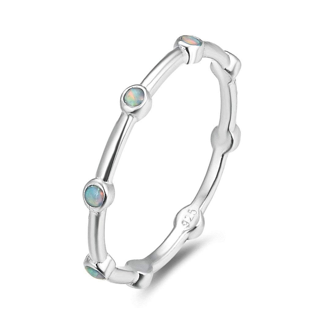 Ferris Wheel Japanese Opalite Sterling Silver Stacking Ring (Style ST07)