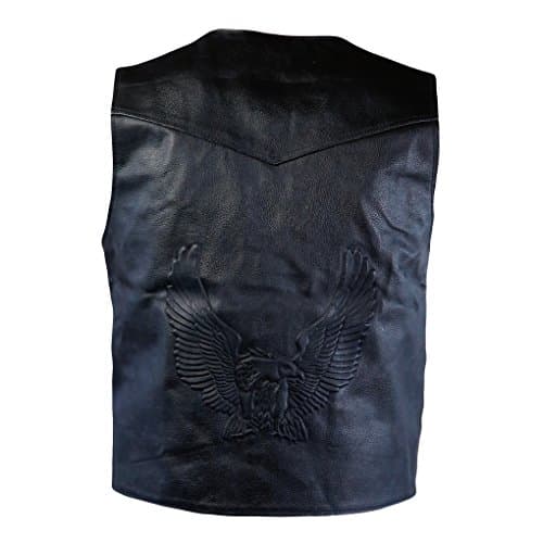 Leather vest made from real calf leather with eagle stamping (M)