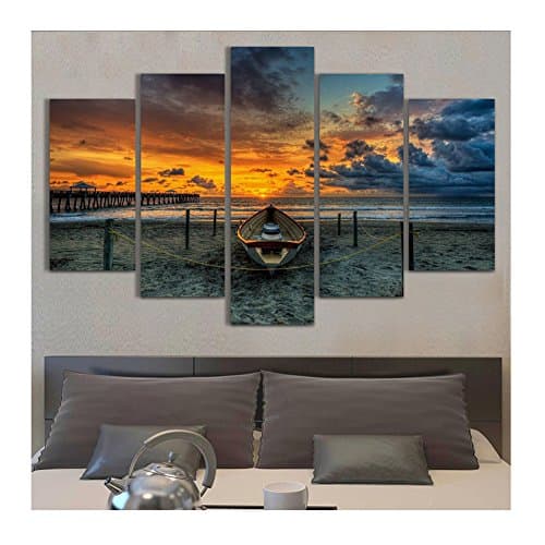 5 Pieces Wall Painting Stretched and Framed Artwork Canvas Prints Wall Picture For Home Decorations (Dusk, (Small)8"x12"x2pcs 8"x16"x2pcs 8"x20"x1pc)