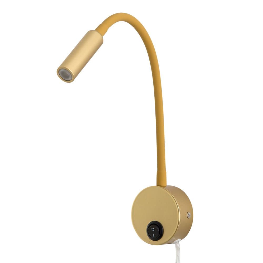 Meanyee 3W Flexible Bedside Reading Lamp for Book Lights Wall Mount Sconces Lamp Switch Golden with Plug in Cord(Warm White 3000-3200K) [Energy Class A++]