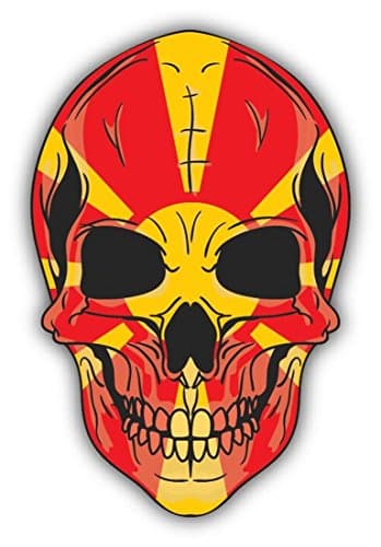 Skull Flag Macedonia Sticker Decal Design 4" X 5"
