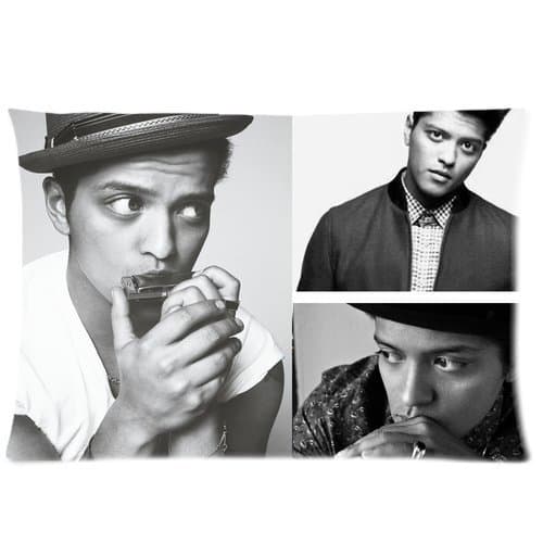 American Pop Singer Bruno Mars Cotton &amp; Polyester Custom DTY Zippered Rectangle Pillowcase Standard 20x30 Two Sides Pillow Case Cover